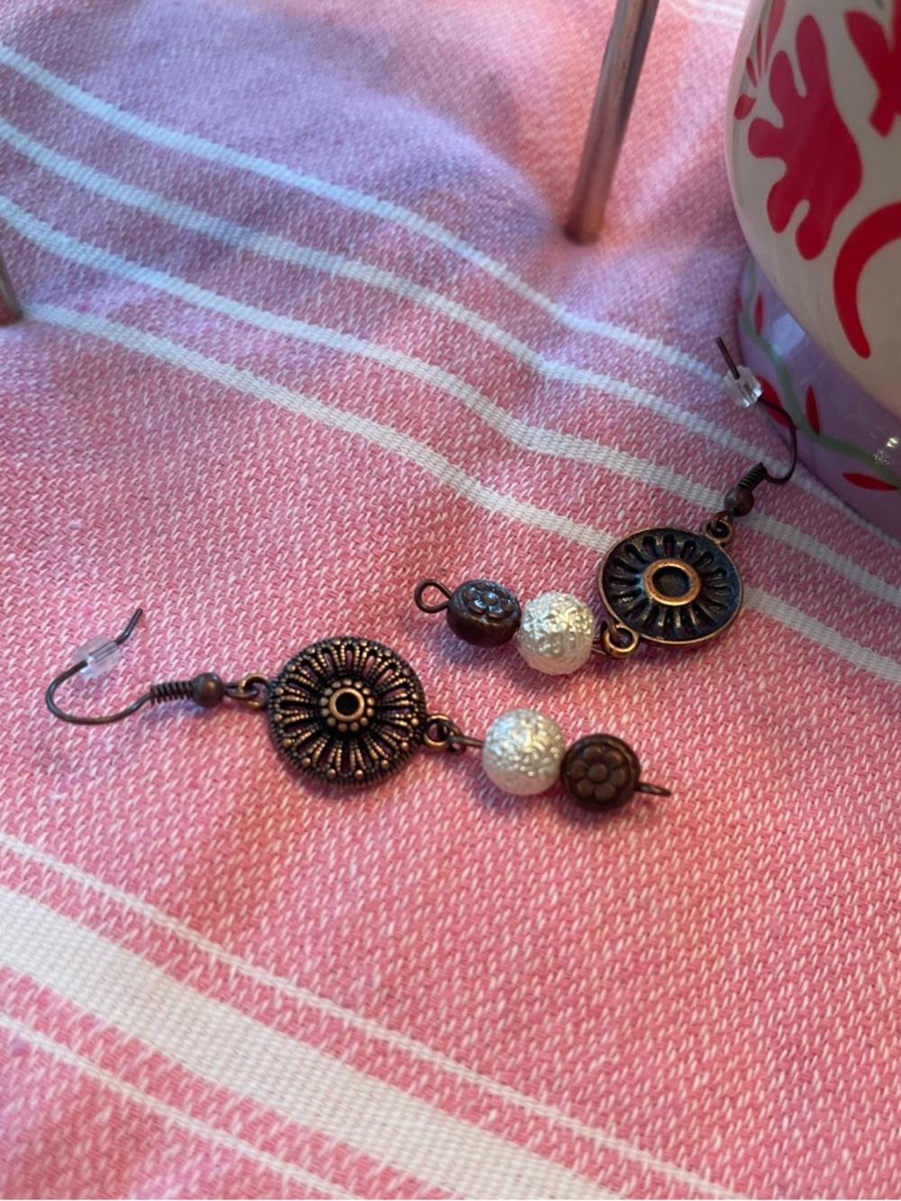 Copper and Cream Earrings